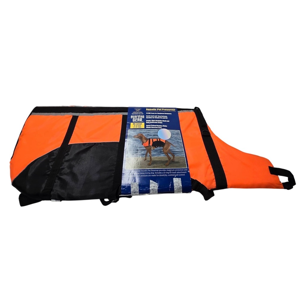 Guardian Gear Aquatic Pet Preserver‎ Dog Life Jacket Orange Black XX Large XXL